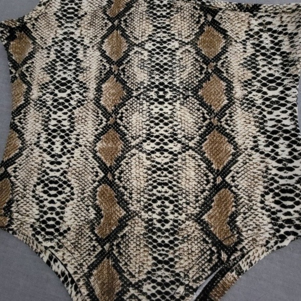 Snakeskin Print One Shoulder Bodysuit Size M - Picture 3 of 5